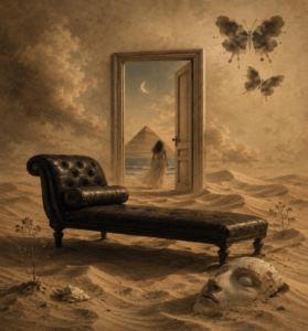 “Porta sul deserto verso la luna”, generata da ChatGPT